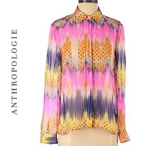 anthropologie long sleeve sheer print top